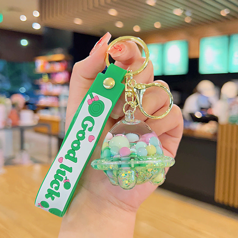 Wholesale Green Quicksand Bottle Into Oil Floating Acrylic Keychains
